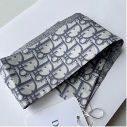 Replica Dior Oblique Mitzah Scarf Silk Twill Grey Fake