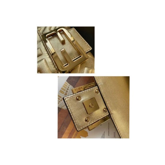 Replica Fendi Baguette Medium Bag With FF Motif Gold Fake Replica Fendi Baguette Medium Bag With FF Motif Gold Fake