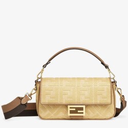 Replica Fendi Baguette Medium Bag Natural Straw Fake