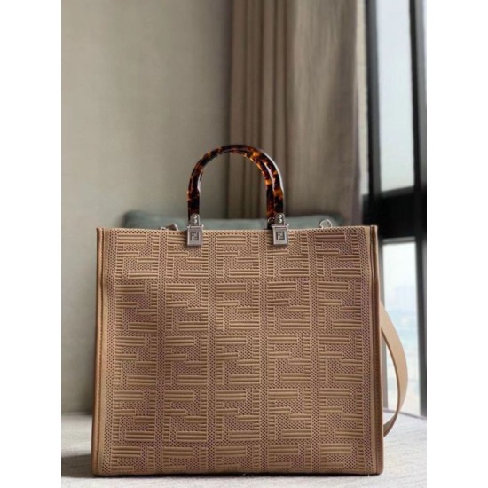Replica Fendi Sunshine Medium Shopper Bag FF Fabric Beige Fake Replica Fendi Sunshine Medium Shopper Bag FF Fabric Beige Fake