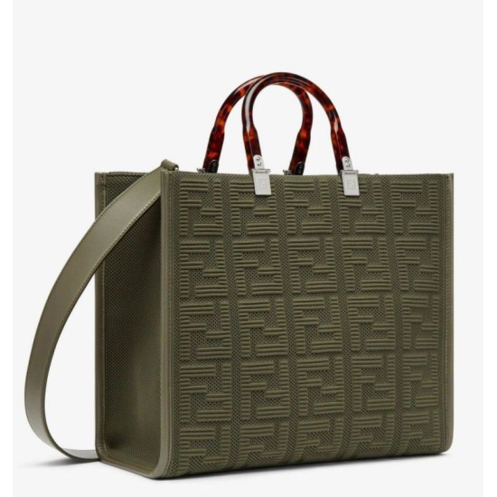 Replica Fendi Sunshine Medium Shopper Bag FF Fabric Green Fake Replica Fendi Sunshine Medium Shopper Bag FF Fabric Green Fake