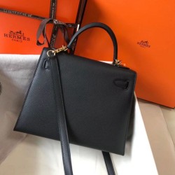 Replica Hermes Kelly 25cm Sellier Bag Epsom Black Fake