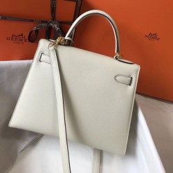 Replica Hermes Kelly 28cm Sellier Bag Epsom White Fake