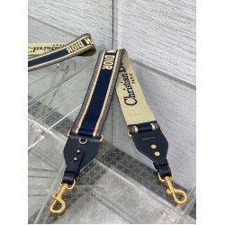 Replica Dior Shoulder Strap with Ring Embroidery Canvas Blue Fake Replica Dior Shoulder Strap with Ring Embroidery Canvas Blue Fake