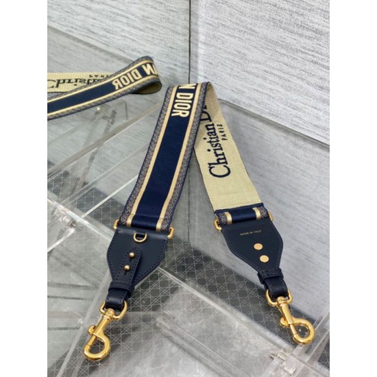 Replica Dior Shoulder Strap with Ring Embroidery Canvas Blue Fake Replica Dior Shoulder Strap with Ring Embroidery Canvas Blue Fake