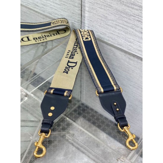 Replica Dior Shoulder Strap with Ring Embroidery Canvas Blue Fake Replica Dior Shoulder Strap with Ring Embroidery Canvas Blue Fake