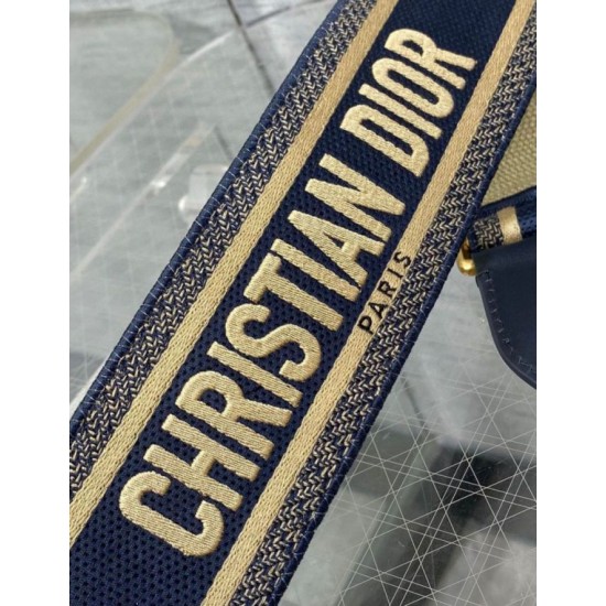 Replica Dior Shoulder Strap with Ring Embroidery Canvas Blue Fake Replica Dior Shoulder Strap with Ring Embroidery Canvas Blue Fake