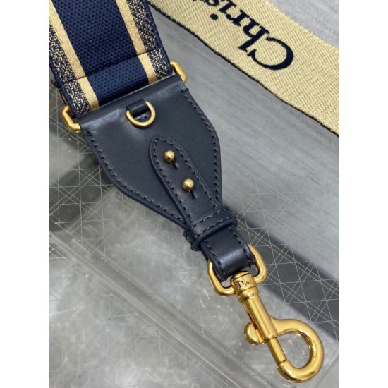 Replica Dior Shoulder Strap with Ring Embroidery Canvas Blue Fake Replica Dior Shoulder Strap with Ring Embroidery Canvas Blue Fake