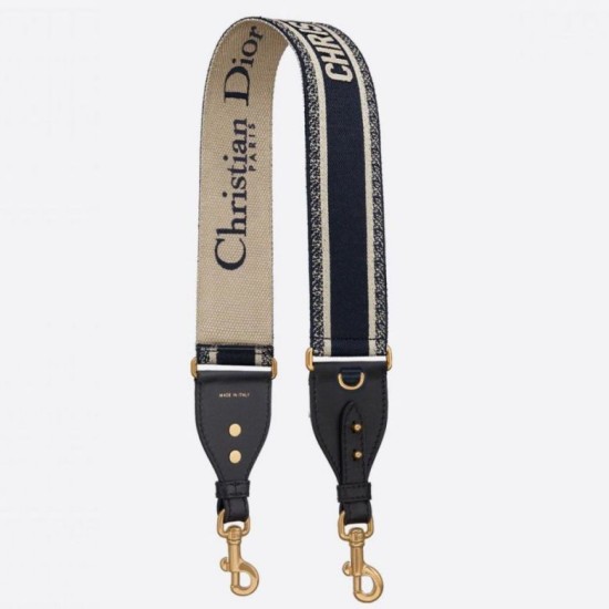 Replica Dior Shoulder Strap with Ring Embroidery Canvas Blue Fake Replica Dior Shoulder Strap with Ring Embroidery Canvas Blue Fake
