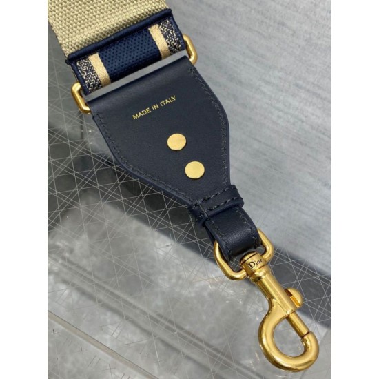 Replica Dior Shoulder Strap with Ring Embroidery Canvas Blue Fake Replica Dior Shoulder Strap with Ring Embroidery Canvas Blue Fake