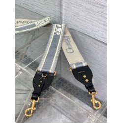 Replica Dior Shoulder Strap with Ring Embroidery Canvas Grey Fake Replica Dior Shoulder Strap with Ring Embroidery Canvas Grey Fake
