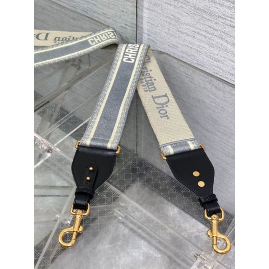 Replica Dior Shoulder Strap with Ring Embroidery Canvas Grey Fake Replica Dior Shoulder Strap with Ring Embroidery Canvas Grey Fake
