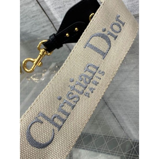 Replica Dior Shoulder Strap with Ring Embroidery Canvas Grey Fake Replica Dior Shoulder Strap with Ring Embroidery Canvas Grey Fake