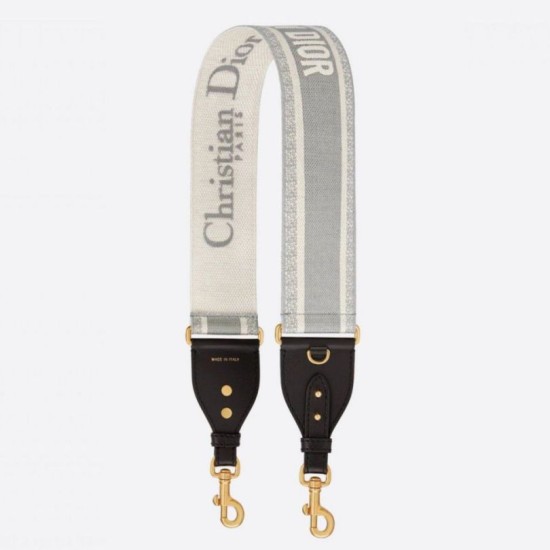 Replica Dior Shoulder Strap with Ring Embroidery Canvas Grey Fake Replica Dior Shoulder Strap with Ring Embroidery Canvas Grey Fake