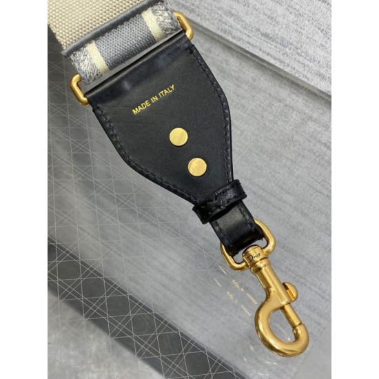 Replica Dior Shoulder Strap with Ring Embroidery Canvas Grey Fake Replica Dior Shoulder Strap with Ring Embroidery Canvas Grey Fake