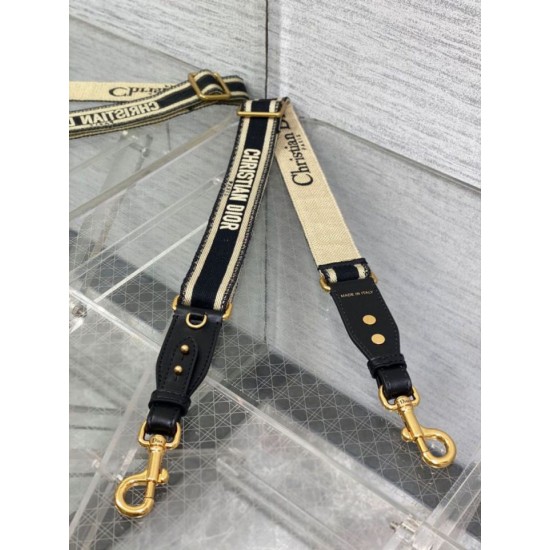Replica Dior Adjustable Shoulder Strap with Ring Embroidery Black Fake Replica Dior Adjustable Shoulder Strap with Ring Embroidery Black Fake