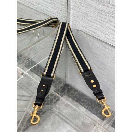 Replica Dior Adjustable Shoulder Strap with Ring Embroidery Black Fake Replica Dior Adjustable Shoulder Strap with Ring Embroidery Black Fake