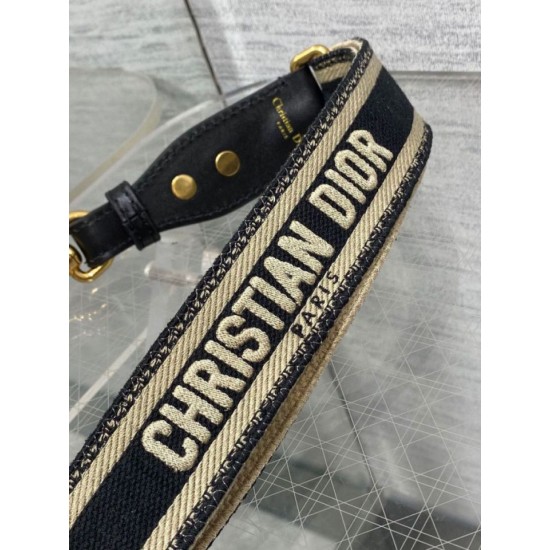 Replica Dior Adjustable Shoulder Strap with Ring Embroidery Black Fake Replica Dior Adjustable Shoulder Strap with Ring Embroidery Black Fake