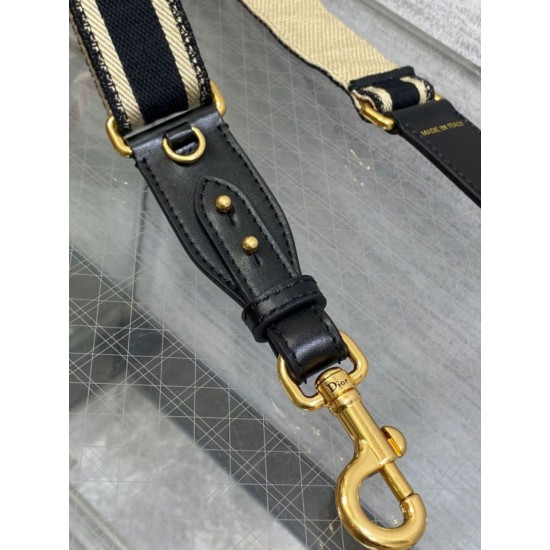 Replica Dior Adjustable Shoulder Strap with Ring Embroidery Black Fake Replica Dior Adjustable Shoulder Strap with Ring Embroidery Black Fake