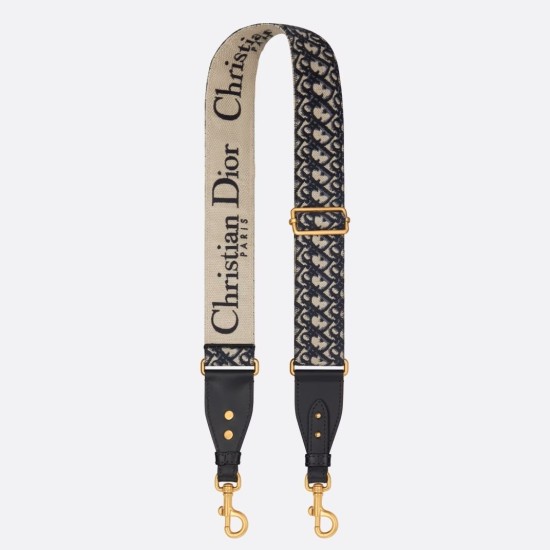 Replica Dior Adjustable Shoulder Strap with Ring Oblique Embroidery Blue Fake Replica Dior Adjustable Shoulder Strap with Ring Oblique Embroidery Blue Fake
