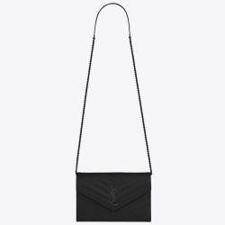 Replica YSL Saint Laurent WOC Envelope Chain Wallet All Black Fake