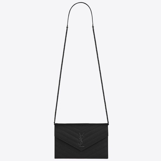 Replica YSL Saint Laurent WOC Envelope Chain Wallet All Black Fake Replica YSL Saint Laurent WOC Envelope Chain Wallet All Black Fake