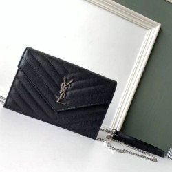 Replica YSL Saint Laurent WOC Envelope Chain Wallet Noir Fake