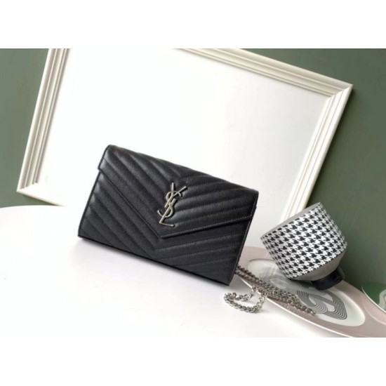 Replica YSL Saint Laurent WOC Monogram Chain Wallet Noir Fake Replica YSL Saint Laurent WOC Monogram Chain Wallet Noir Fake