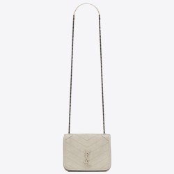 Replica YSL Saint Laurent WOC Niki Chain Wallet White Crinkled Fake