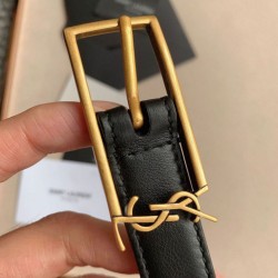 Replica YSL Saint Laurent New Cassandre Buckle Belt 20MM Black Fake