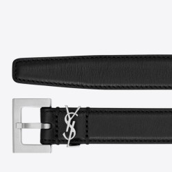 Replica YSL Saint Laurent Cassandre Square Buckle Belt 20MM Noir Fake