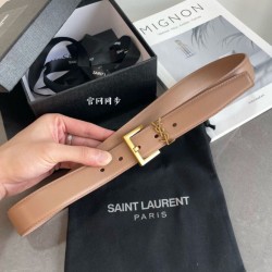 Replica YSL Saint Laurent Cassandre Square Buckle Belt 30MM Beige Fake