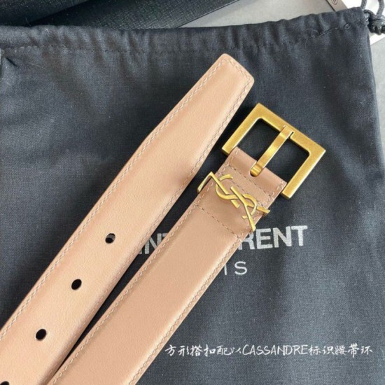 Replica YSL Saint Laurent Cassandre Square Buckle Belt 30MM Beige Fake Replica YSL Saint Laurent Cassandre Square Buckle Belt 30MM Beige Fake