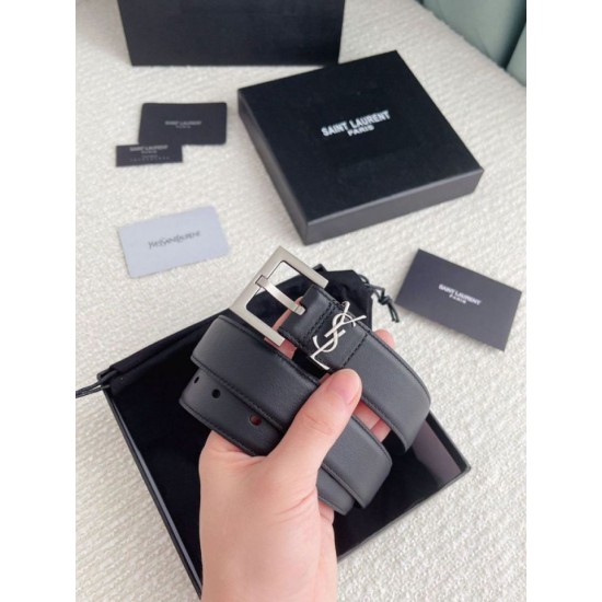 Replica YSL Saint Laurent Cassandre Square Buckle Belt 30MM Noir Fake Replica YSL Saint Laurent Cassandre Square Buckle Belt 30MM Noir Fake