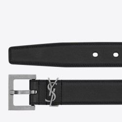 Replica YSL Saint Laurent Cassandre Square Buckle Belt 30MM Noir Fake