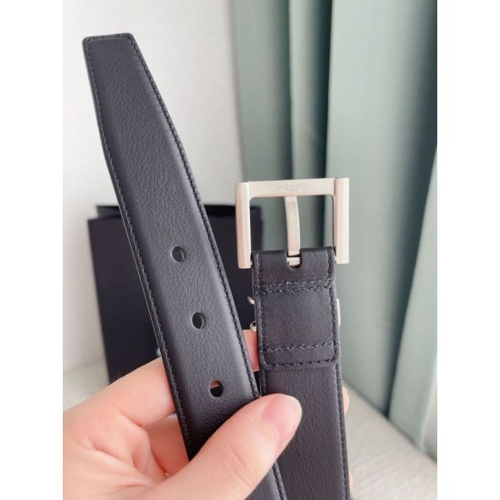 Replica YSL Saint Laurent Cassandre Square Buckle Belt 30MM Noir Fake Replica YSL Saint Laurent Cassandre Square Buckle Belt 30MM Noir Fake