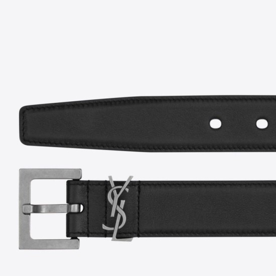 Replica YSL Saint Laurent Cassandre Square Buckle Belt 30MM Noir Fake Replica YSL Saint Laurent Cassandre Square Buckle Belt 30MM Noir Fake