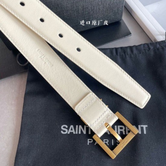 Replica YSL Saint Laurent Cassandre Square Buckle Belt 30MM White Fake Replica YSL Saint Laurent Cassandre Square Buckle Belt 30MM White Fake