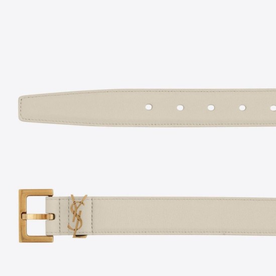 Replica YSL Saint Laurent Cassandre Square Buckle Belt 30MM White Fake Replica YSL Saint Laurent Cassandre Square Buckle Belt 30MM White Fake