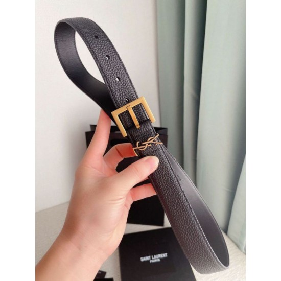 Replica YSL Saint Laurent Cassandre Square Buckle Belt 30MM Black Fake Replica YSL Saint Laurent Cassandre Square Buckle Belt 30MM Black Fake