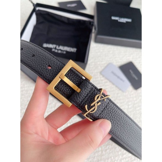 Replica YSL Saint Laurent Cassandre Square Buckle Belt 30MM Black Fake Replica YSL Saint Laurent Cassandre Square Buckle Belt 30MM Black Fake