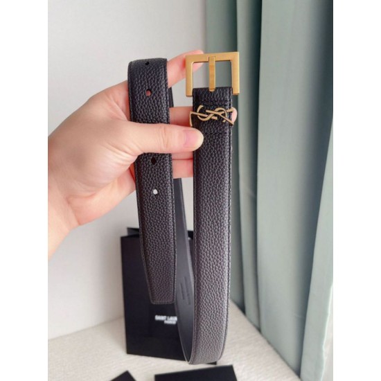 Replica YSL Saint Laurent Cassandre Square Buckle Belt 30MM Black Fake Replica YSL Saint Laurent Cassandre Square Buckle Belt 30MM Black Fake