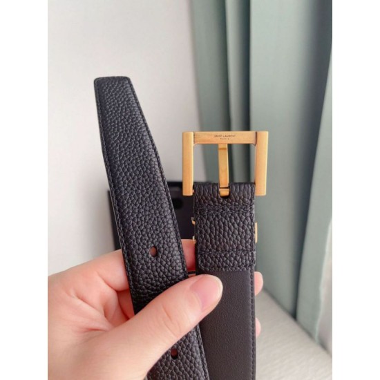 Replica YSL Saint Laurent Cassandre Square Buckle Belt 30MM Black Fake Replica YSL Saint Laurent Cassandre Square Buckle Belt 30MM Black Fake