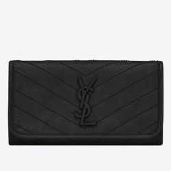 Replica YSL Saint Laurent Niki Large Wallet Crinkled Vintage Black Fake