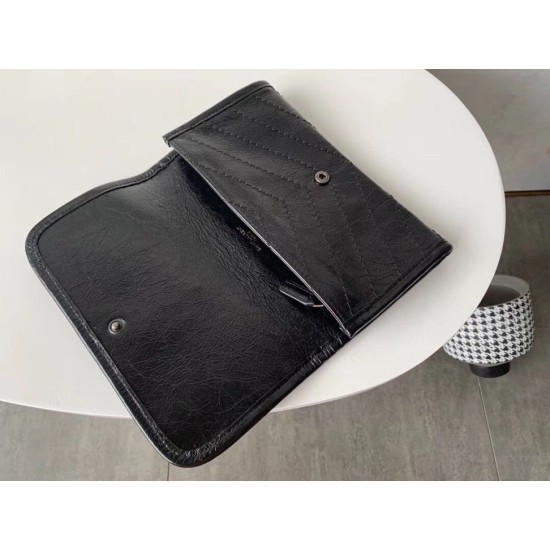 Replica YSL Saint Laurent Niki Large Wallet Crinkled Vintage Black Fake Replica YSL Saint Laurent Niki Large Wallet Crinkled Vintage Black Fake