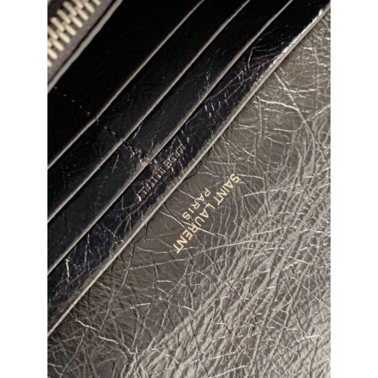 Replica YSL Saint Laurent Niki Large Wallet Crinkled Vintage Black Fake Replica YSL Saint Laurent Niki Large Wallet Crinkled Vintage Black Fake