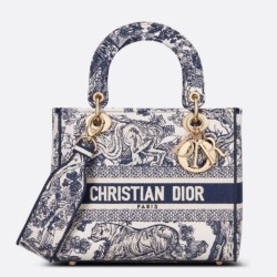 Replica Dior Medium Lady D-Lite Bag Toile de Jouy Embroidery Blue