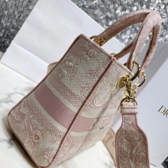 Replica Dior Medium Lady D-Lite Bag Toile de Jouy Embroidery Pink Replica Dior Medium Lady D-Lite Bag Toile de Jouy Embroidery Pink