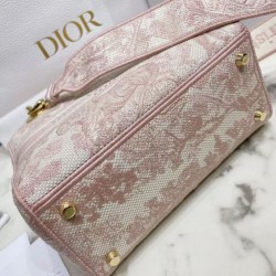 Replica Dior Medium Lady D-Lite Bag Toile de Jouy Embroidery Pink