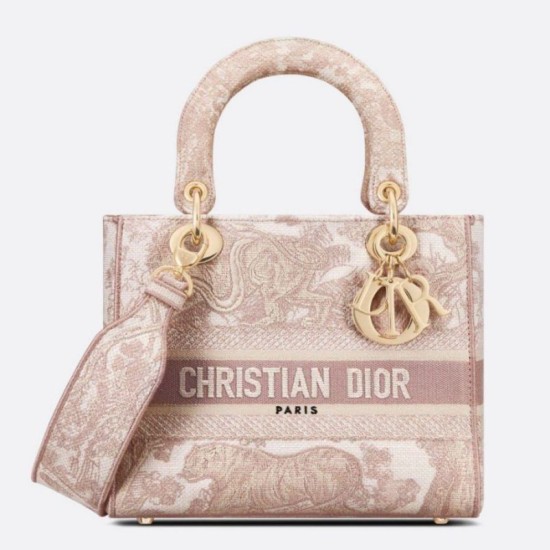 Replica Dior Medium Lady D-Lite Bag Toile de Jouy Embroidery Pink Replica Dior Medium Lady D-Lite Bag Toile de Jouy Embroidery Pink